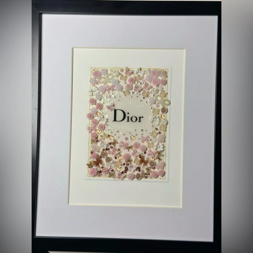 Designer art inspired luxury blush pink and Gold Floral Wall Art